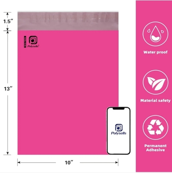 Pink 10x13" Poly Mailers, 20 Count - Picture 2 of 2